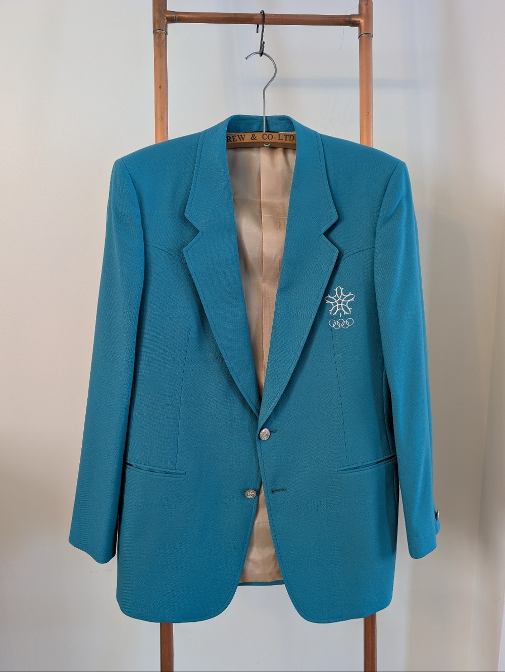 1988 XV Olympic Winter Games - Teal Men's Blazer with Olympic Embroidered Logo - Picture 1 of 16